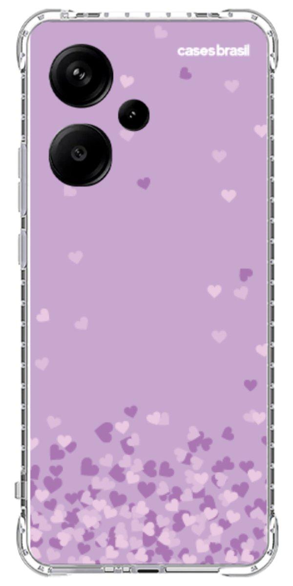 Capinha para Celular Corações Flutuantes Lilás