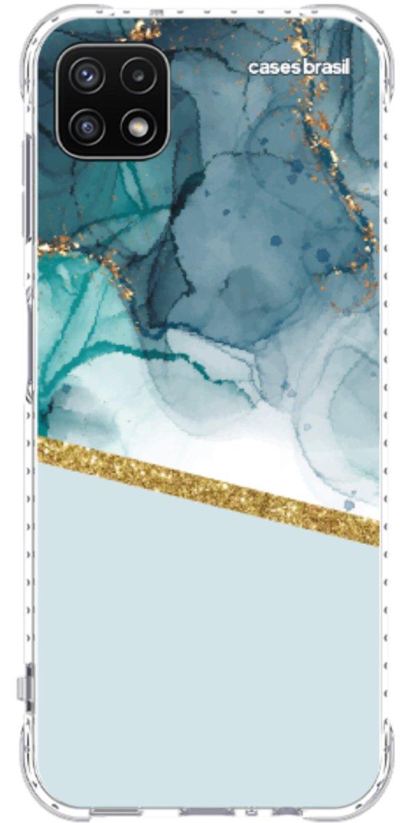 Capinha para Celular Mármore Aqua Dourada