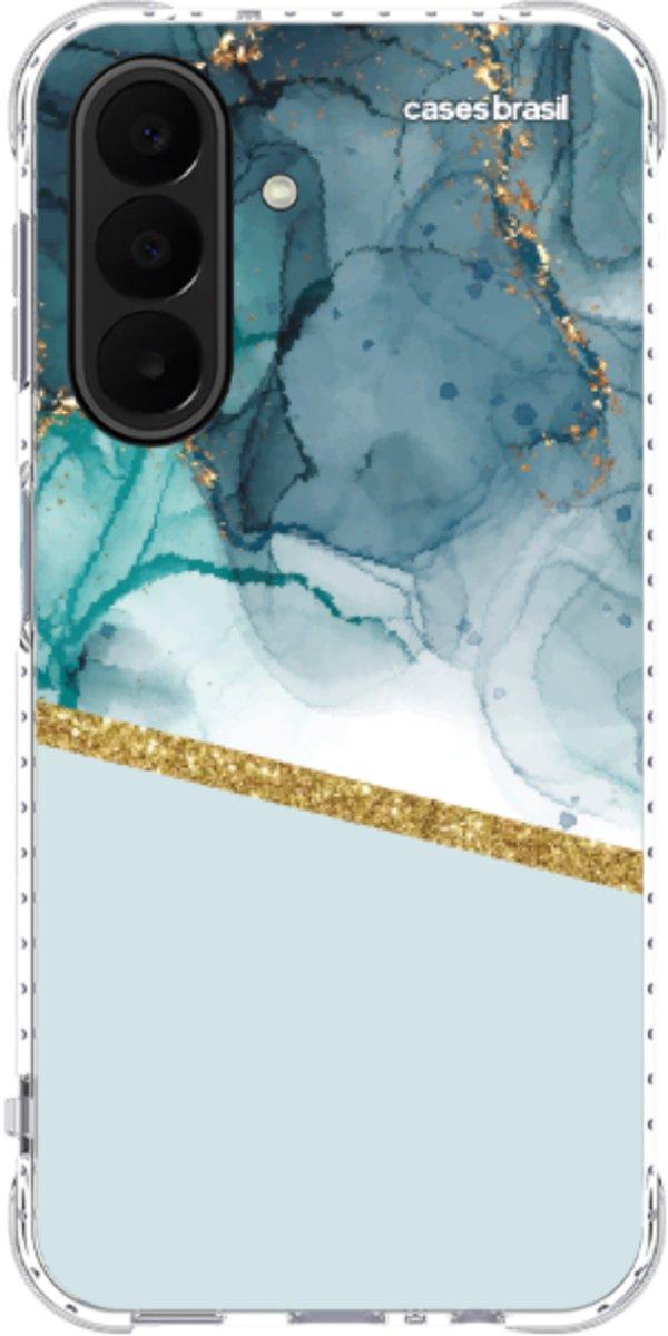 Capinha para Celular Mármore Aqua Dourada