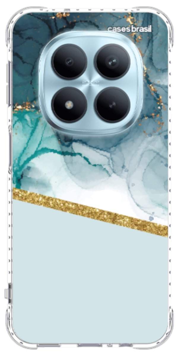 Capinha para Celular Mármore Aqua Dourada