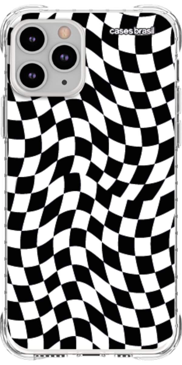 Capinha para Celular Xadrez Ondulado Preto e Branco