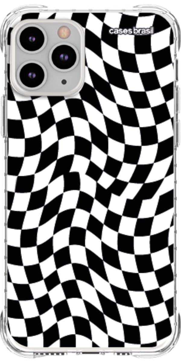 Capinha para Celular Xadrez Ondulado Preto e Branco