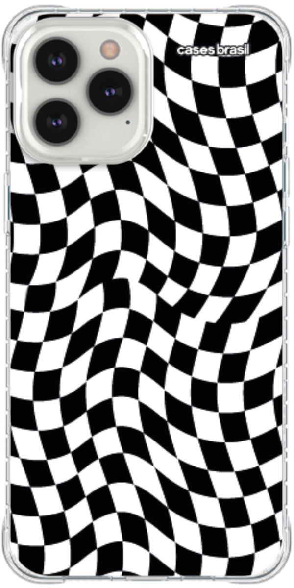 Capinha para Celular Xadrez Ondulado Preto e Branco