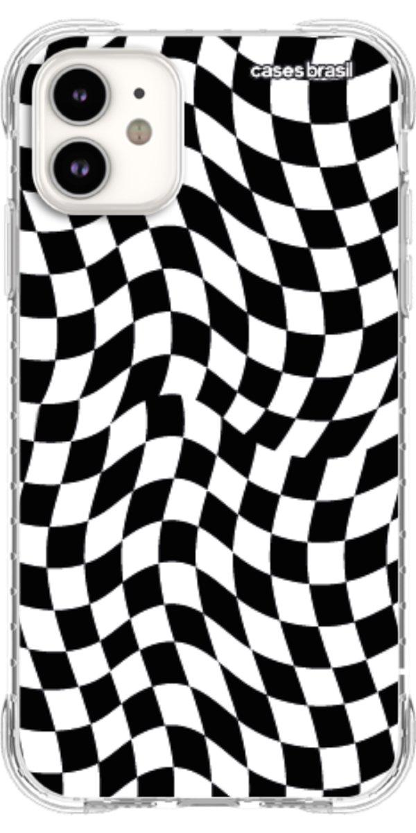 Capinha para Celular Xadrez Ondulado Preto e Branco