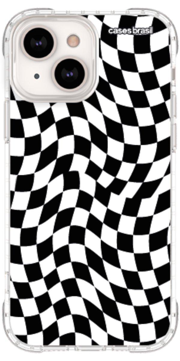 Capinha para Celular Xadrez Ondulado Preto e Branco