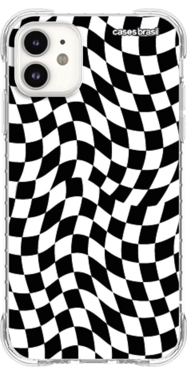 Capinha para Celular Xadrez Ondulado Preto e Branco