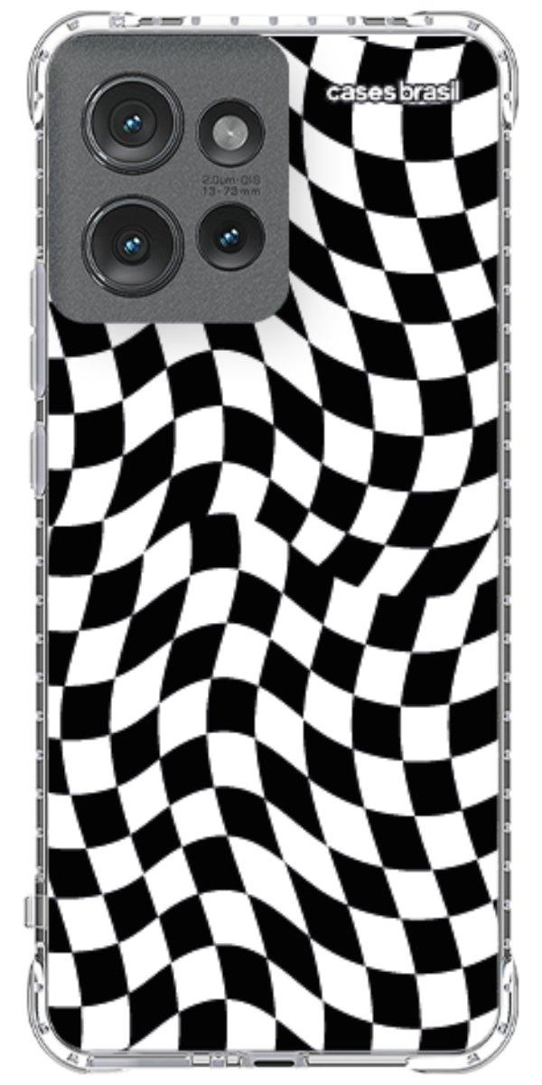 Capinha para Celular Xadrez Ondulado Preto e Branco