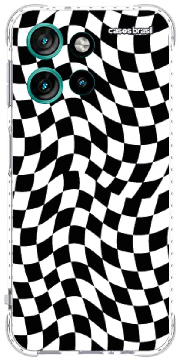 Capinha para Celular Xadrez Ondulado Preto e Branco