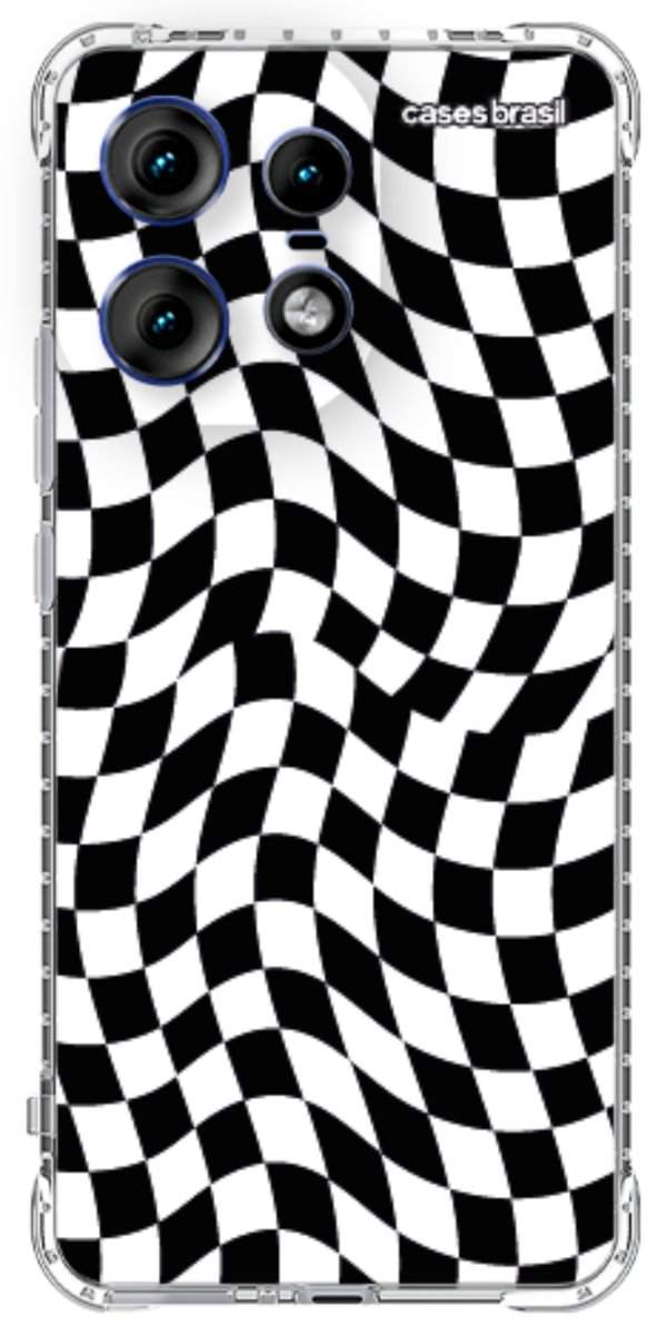 Capinha para Celular Xadrez Ondulado Preto e Branco