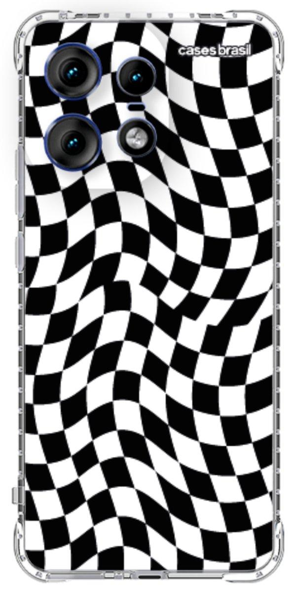 Capinha para Celular Xadrez Ondulado Preto e Branco