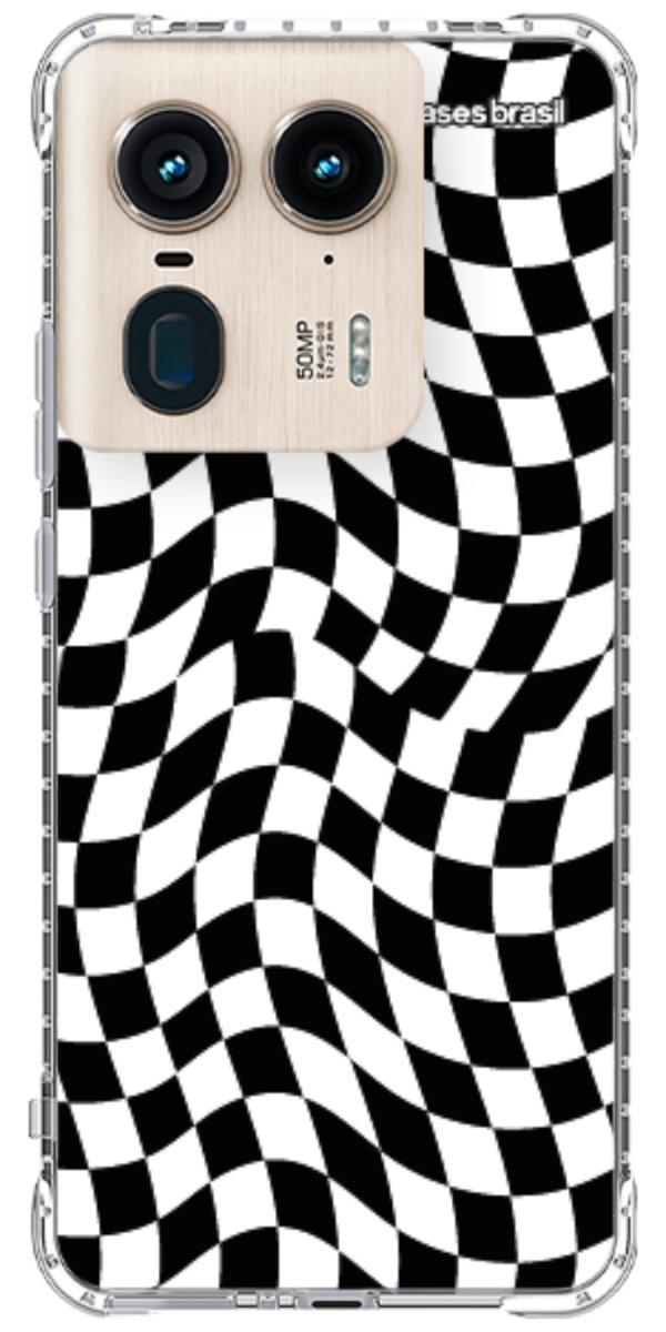 Capinha para Celular Xadrez Ondulado Preto e Branco