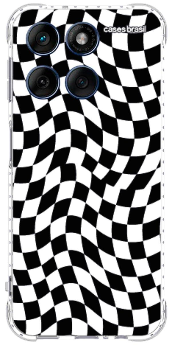 Capinha para Celular Xadrez Ondulado Preto e Branco