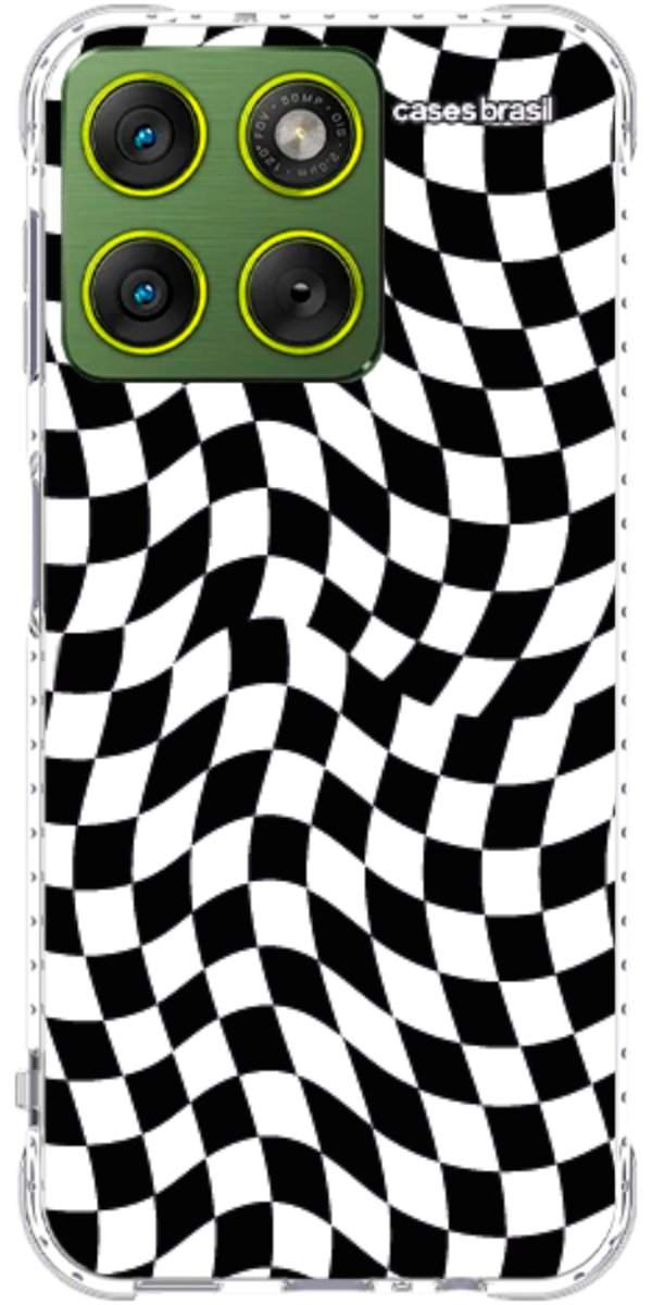 Capinha para Celular Xadrez Ondulado Preto e Branco