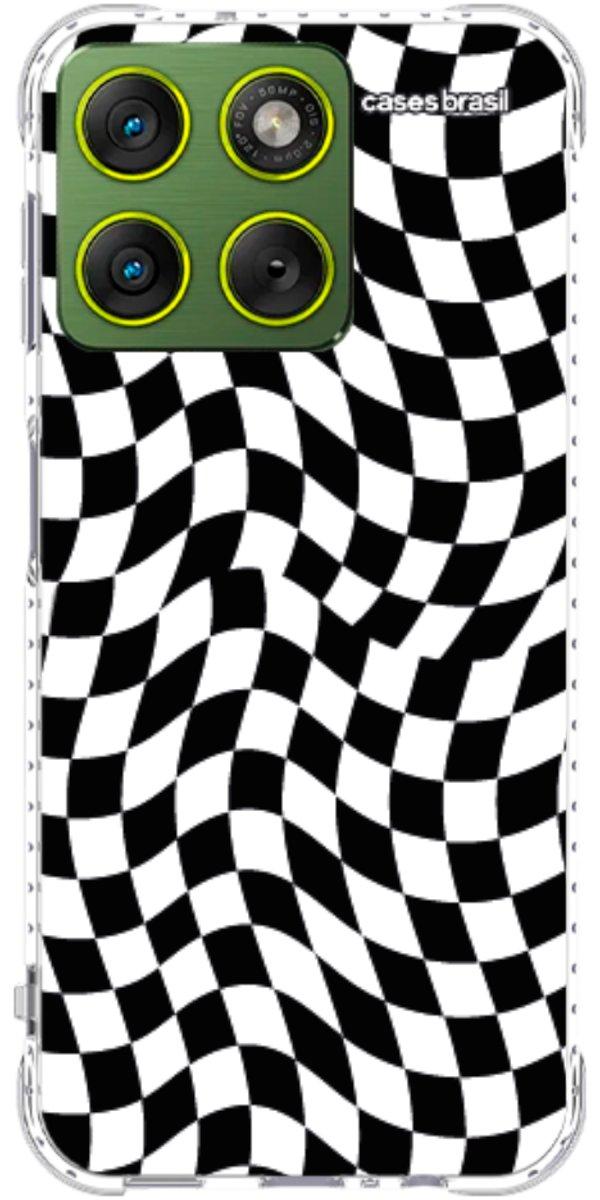 Capinha para Celular Xadrez Ondulado Preto e Branco