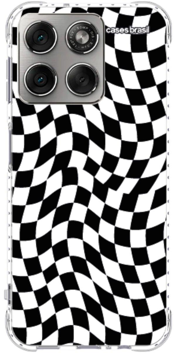 Capinha para Celular Xadrez Ondulado Preto e Branco