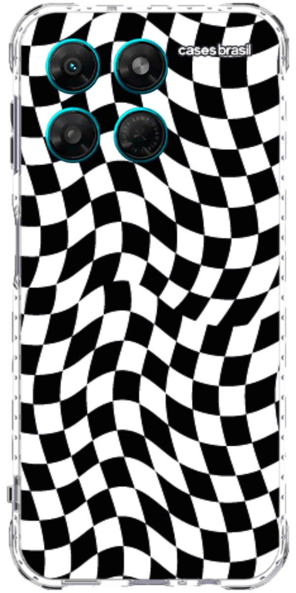 Capinha para Celular Xadrez Ondulado Preto e Branco