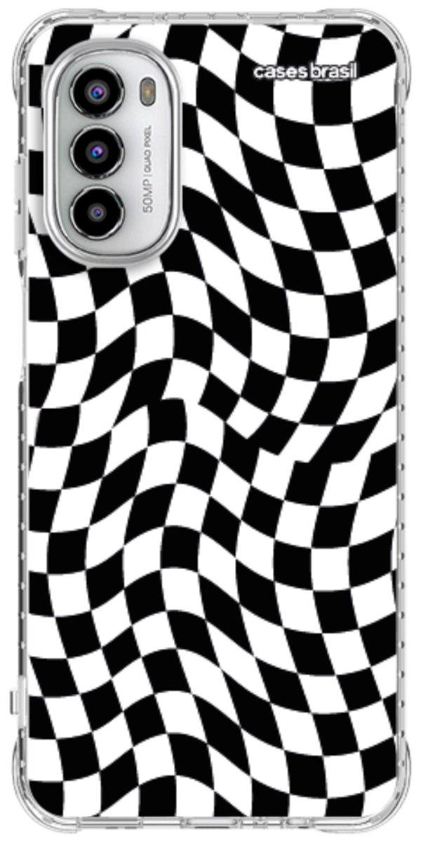 Capinha para Celular Xadrez Ondulado Preto e Branco