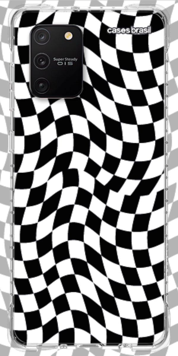 Capinha para Celular Xadrez Ondulado Preto e Branco