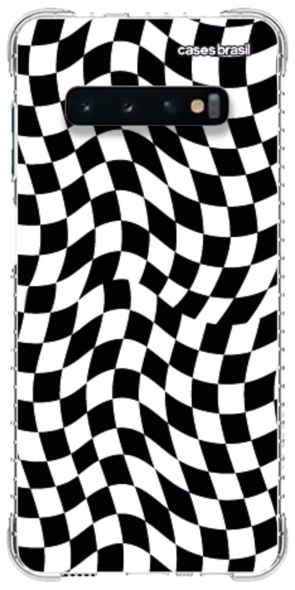 Capinha para Celular Xadrez Ondulado Preto e Branco