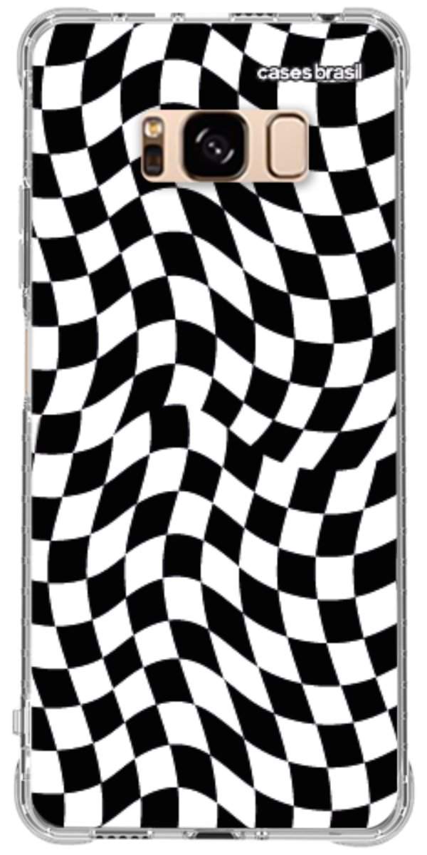 Capinha para Celular Xadrez Ondulado Preto e Branco