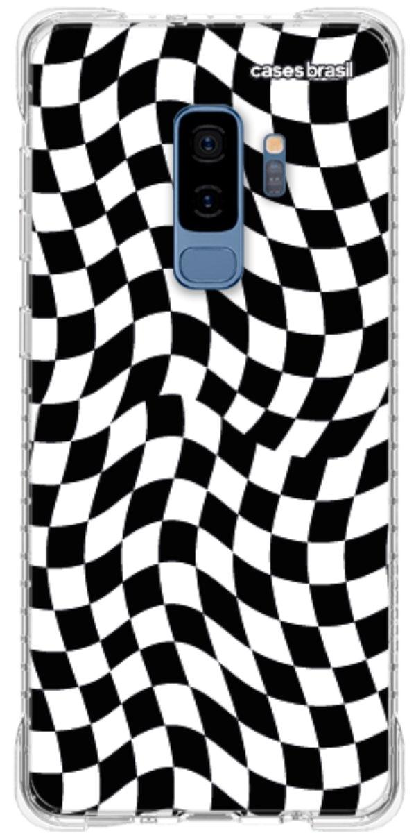 Capinha para Celular Xadrez Ondulado Preto e Branco