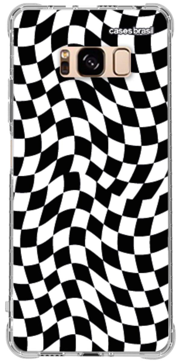Capinha para Celular Xadrez Ondulado Preto e Branco