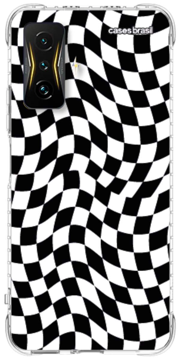 Capinha para Celular Xadrez Ondulado Preto e Branco