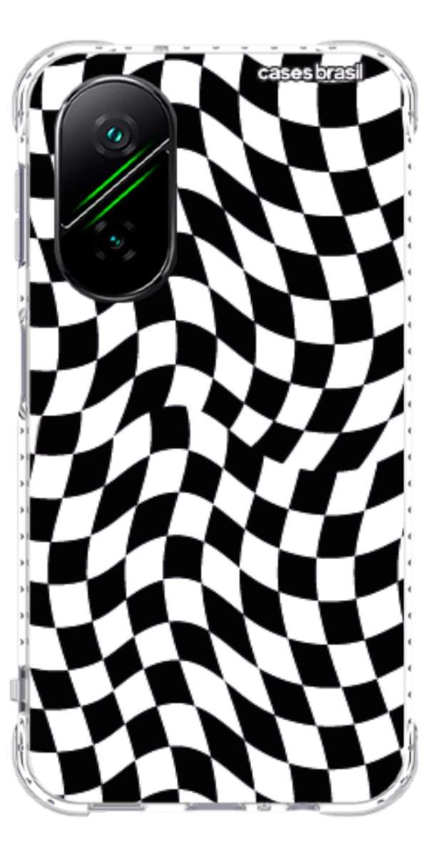 Capinha para Celular Xadrez Ondulado Preto e Branco