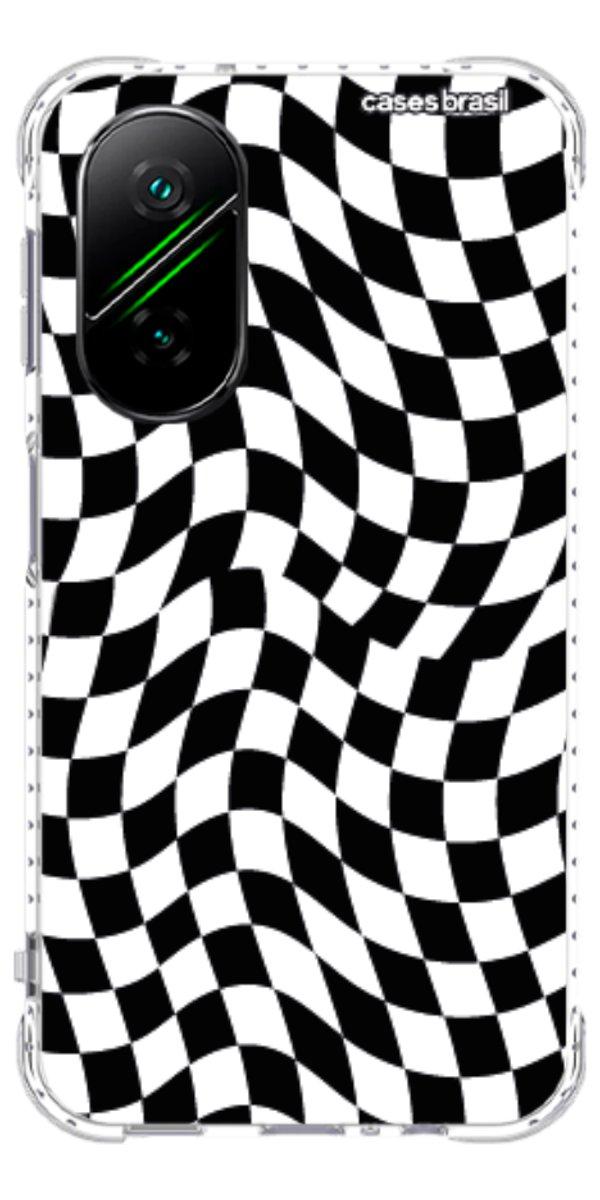 Capinha para Celular Xadrez Ondulado Preto e Branco