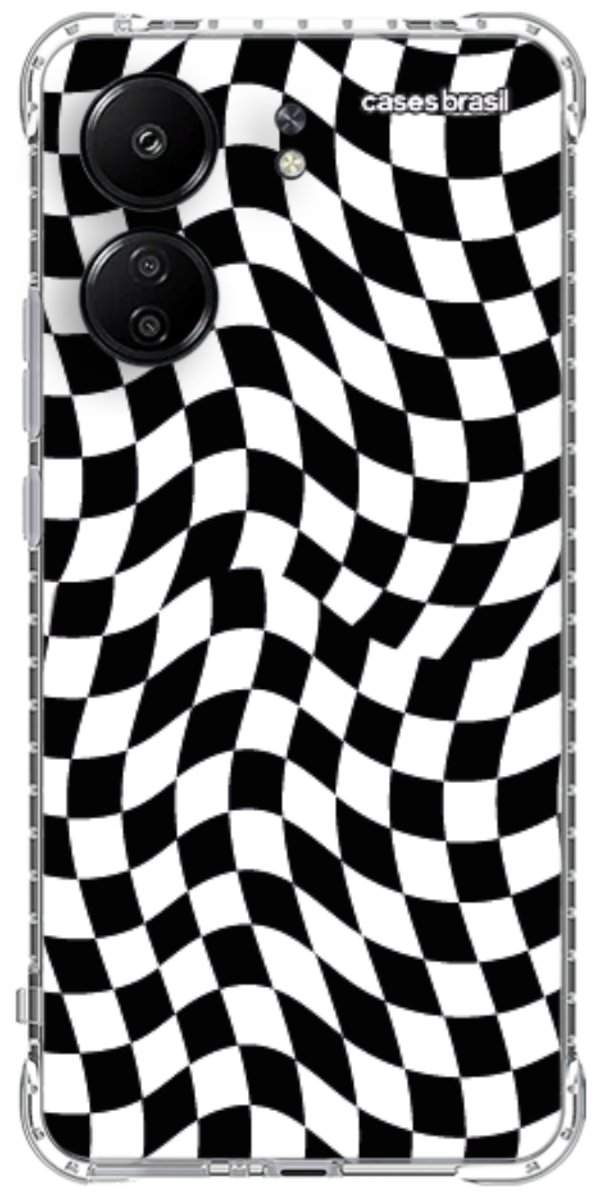 Capinha para Celular Xadrez Ondulado Preto e Branco