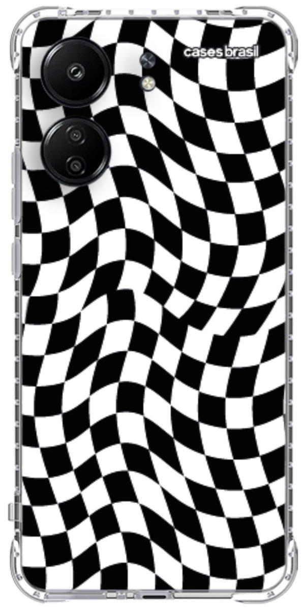 Capinha para Celular Xadrez Ondulado Preto e Branco