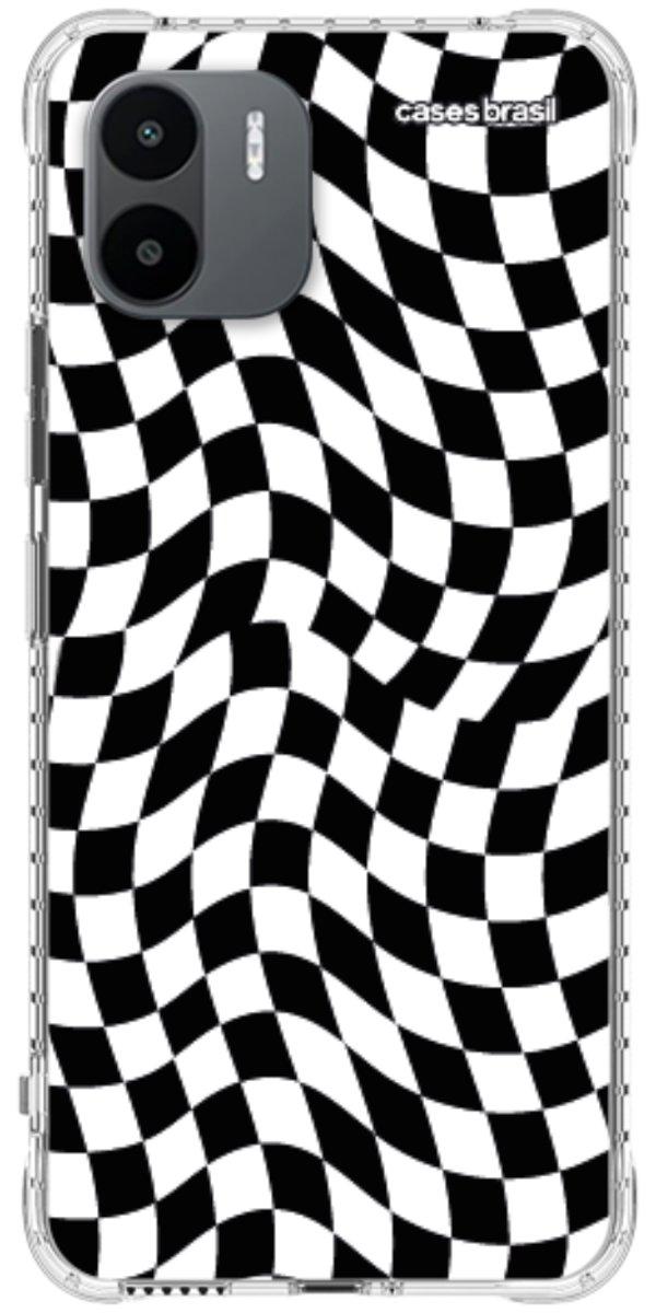 Capinha para Celular Xadrez Ondulado Preto e Branco