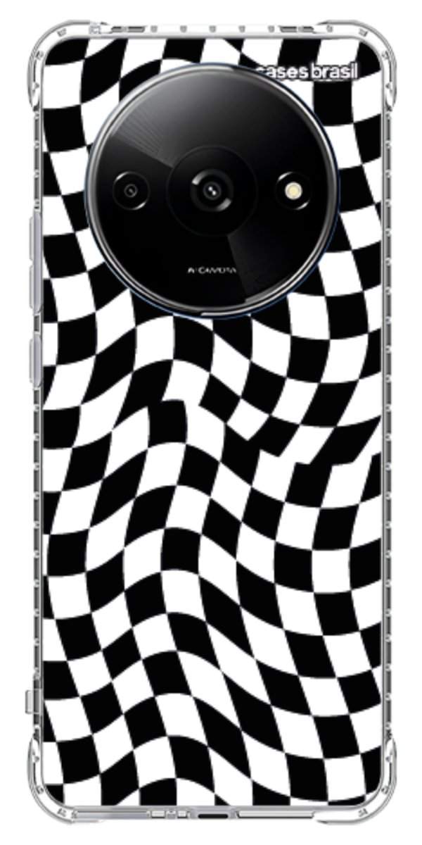 Capinha para Celular Xadrez Ondulado Preto e Branco