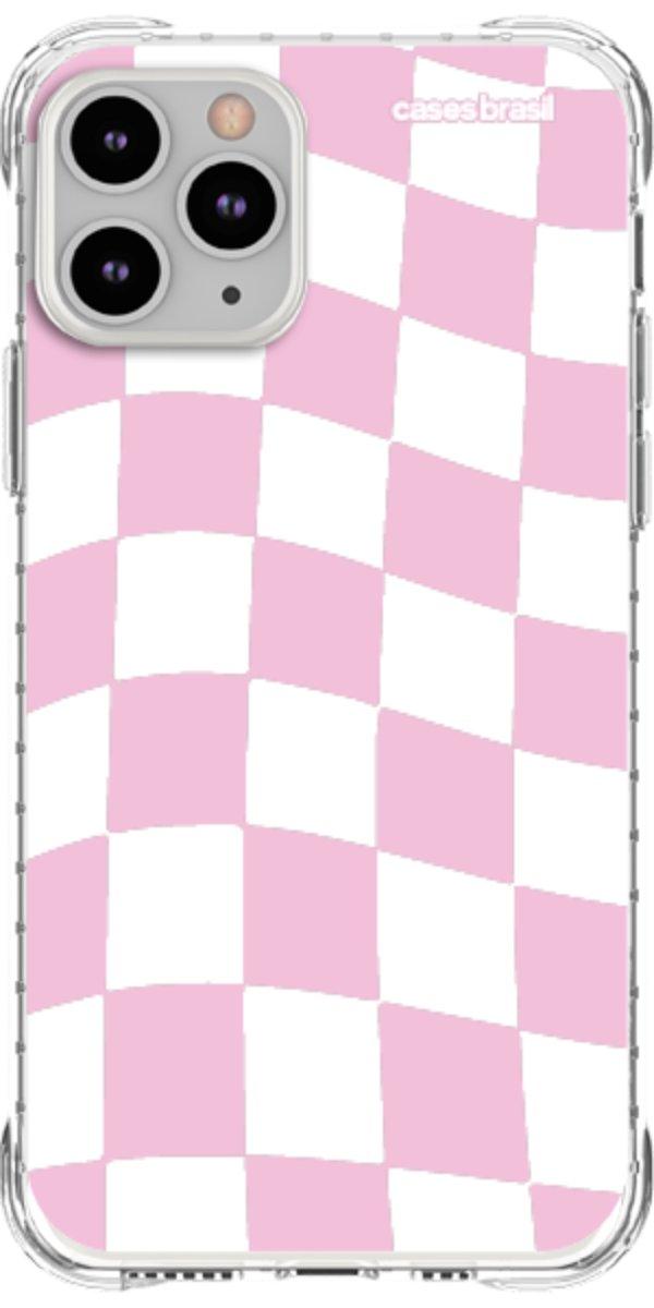 Capinha para Celular Xadrez Rosa Bebê
