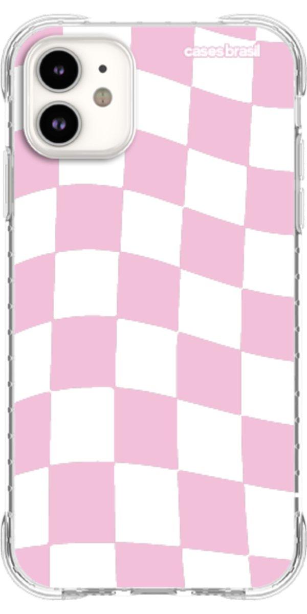 Capinha para Celular Xadrez Rosa Bebê