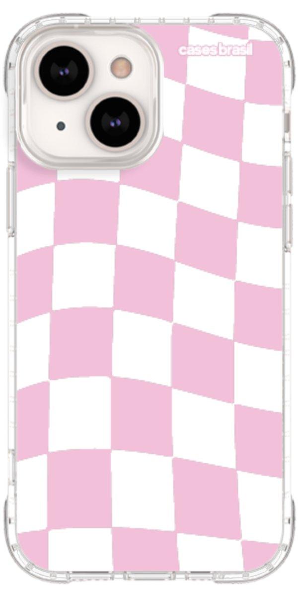 Capinha para Celular Xadrez Rosa Bebê