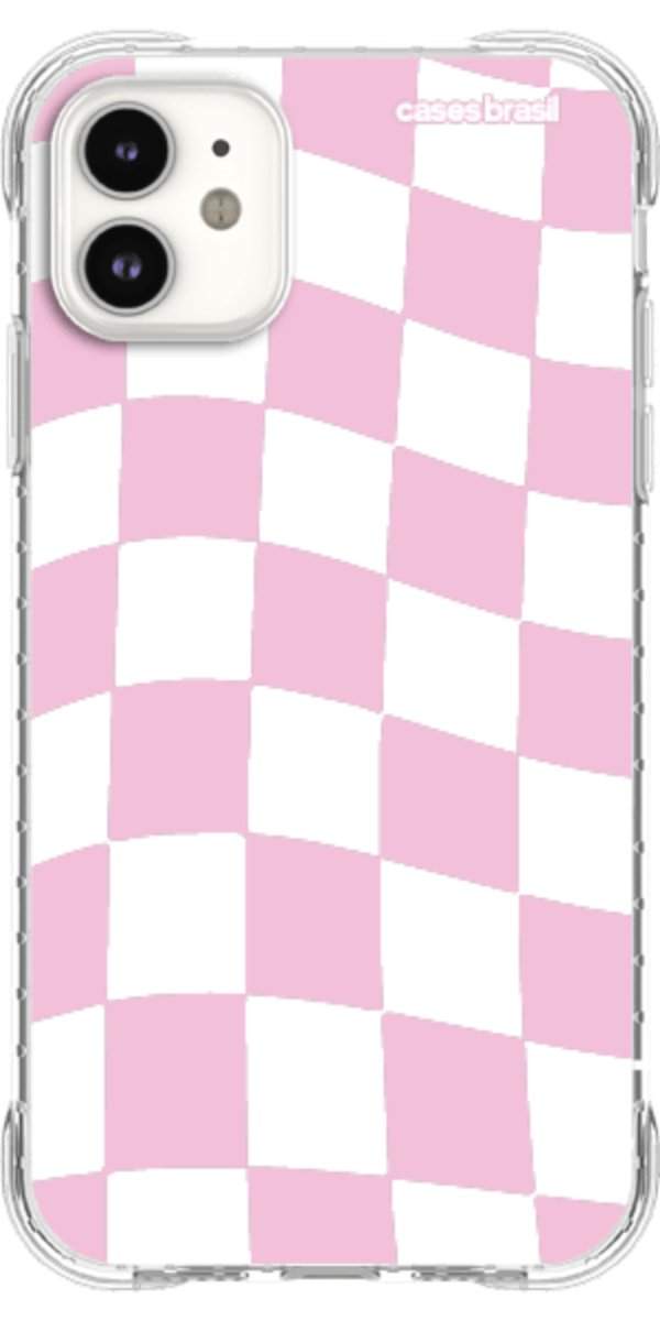 Capinha para Celular Xadrez Rosa Bebê