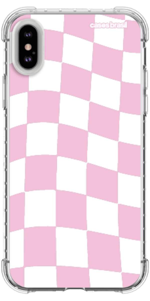 Capinha para Celular Xadrez Rosa Bebê