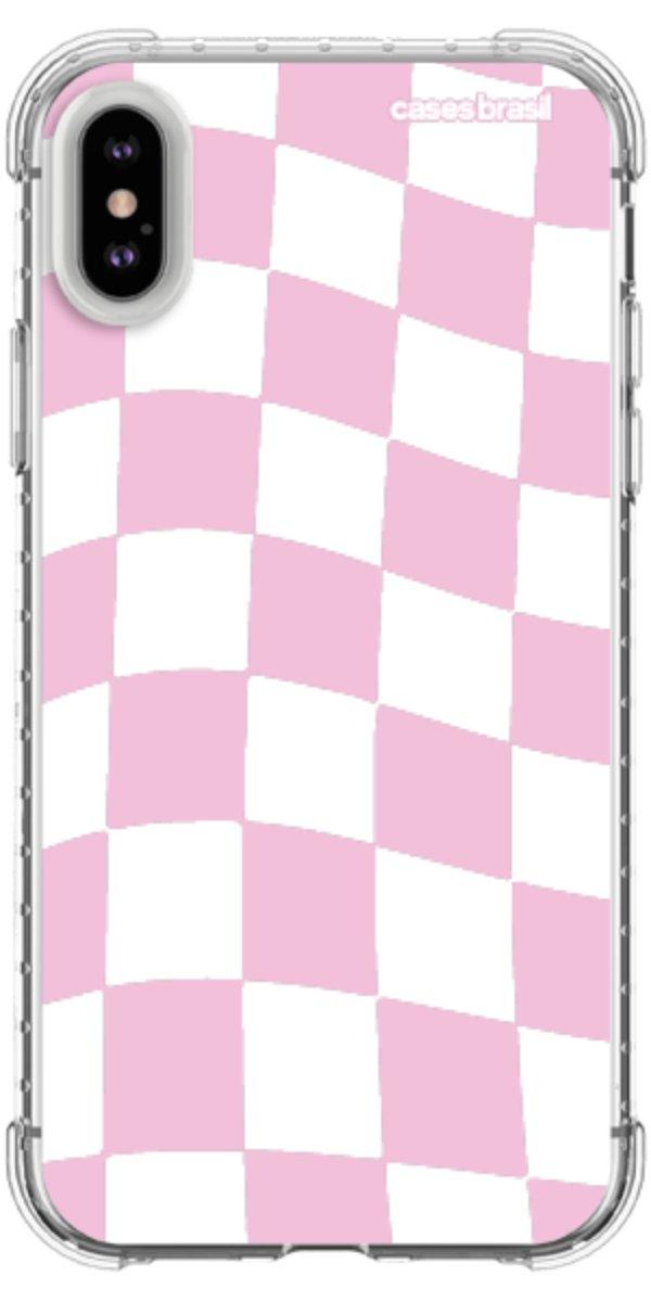 Capinha para Celular Xadrez Rosa Bebê