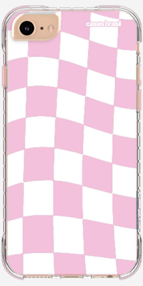 Capinha para Celular Xadrez Rosa Bebê