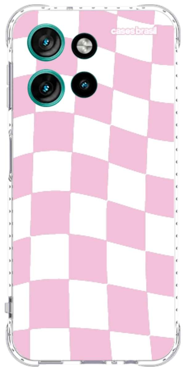 Capinha para Celular Xadrez Rosa Bebê