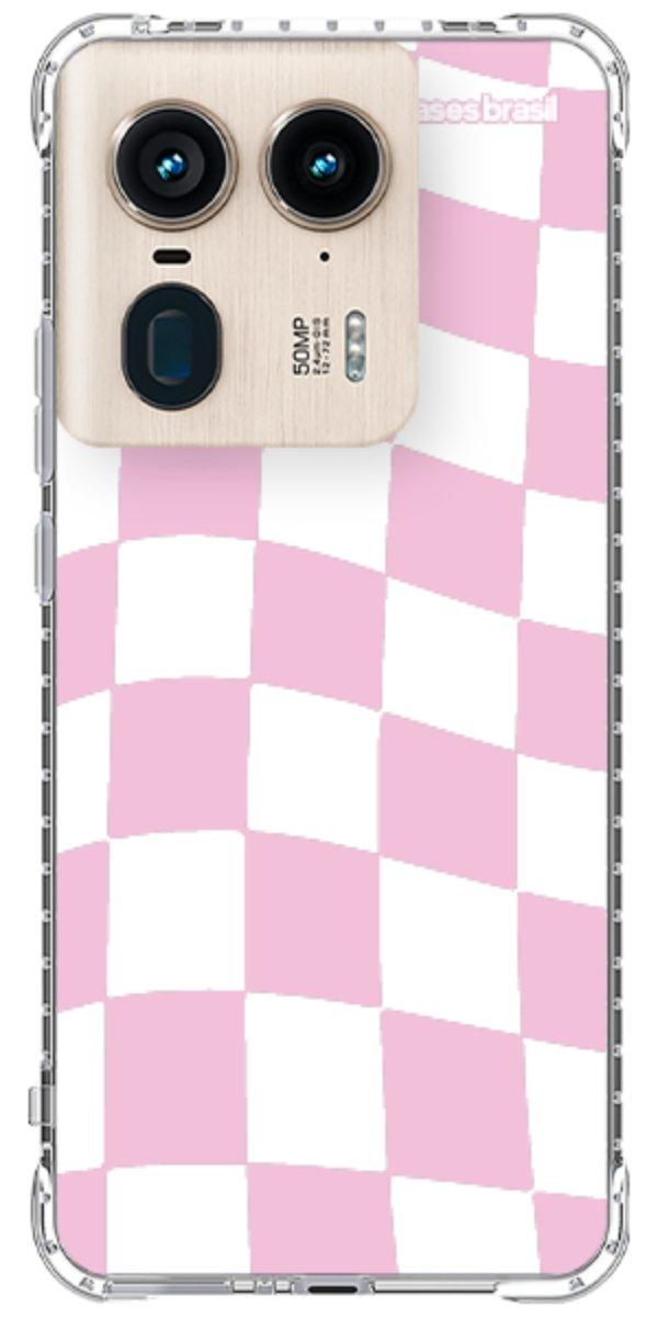 Capinha para Celular Xadrez Rosa Bebê
