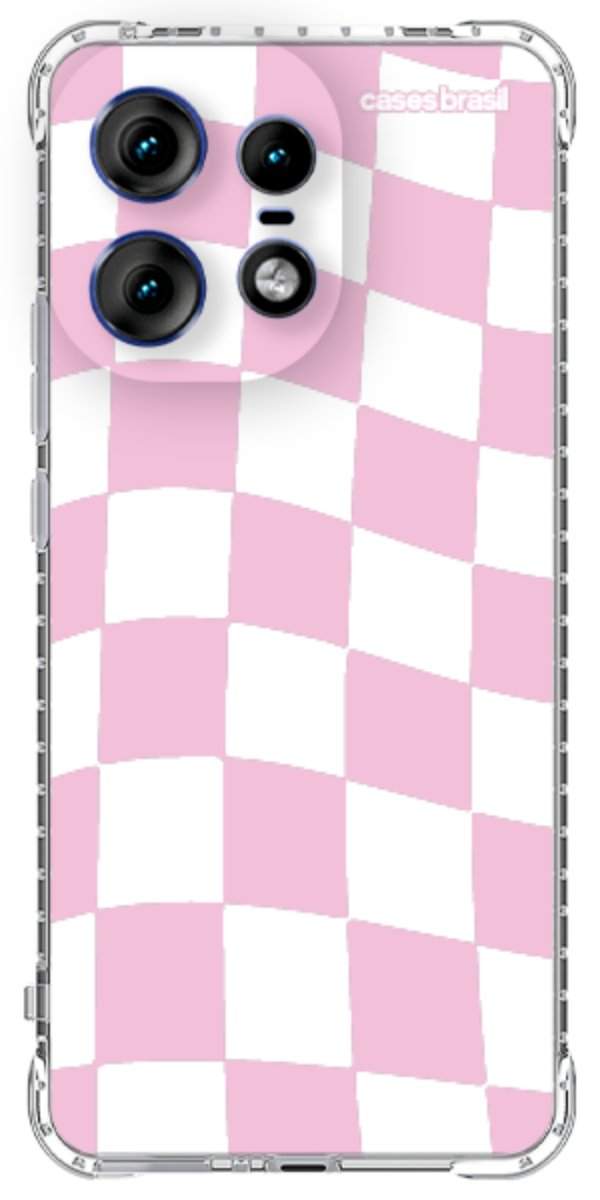 Capinha para Celular Xadrez Rosa Bebê