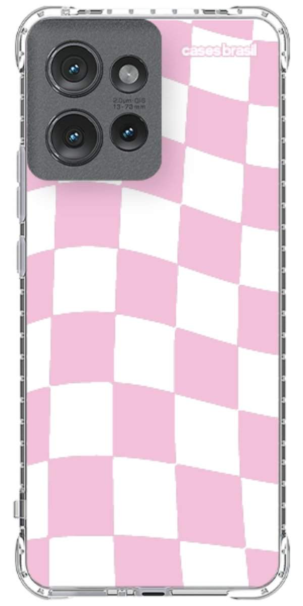 Capinha para Celular Xadrez Rosa Bebê