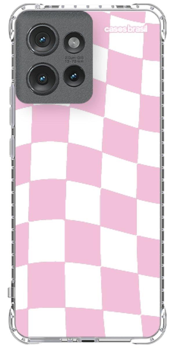 Capinha para Celular Xadrez Rosa Bebê
