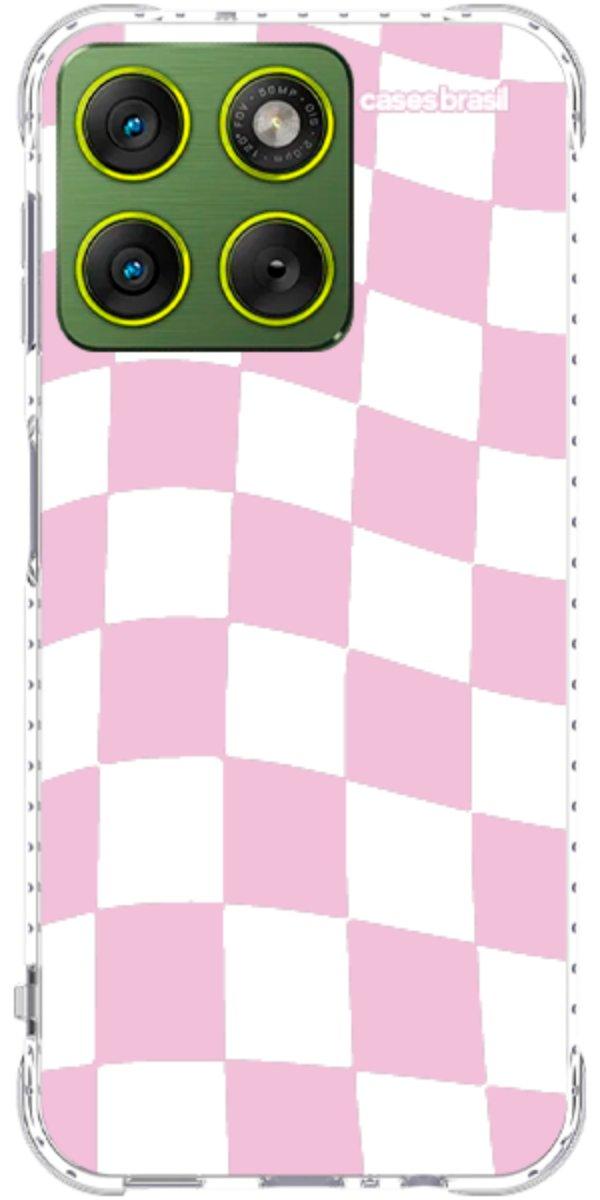 Capinha para Celular Xadrez Rosa Bebê