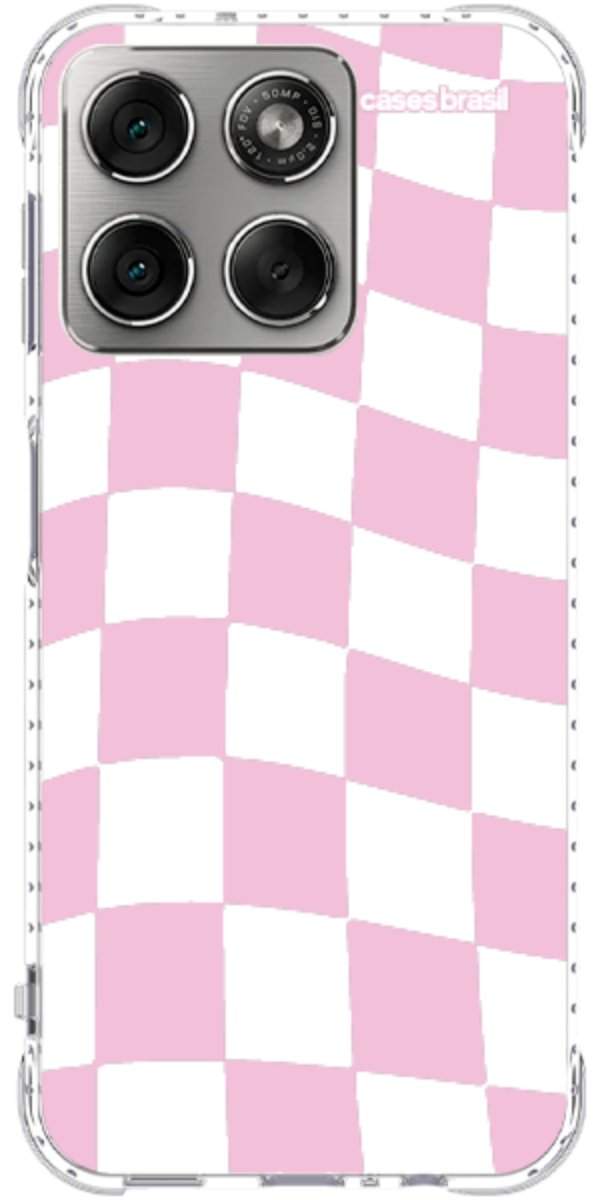 Capinha para Celular Xadrez Rosa Bebê