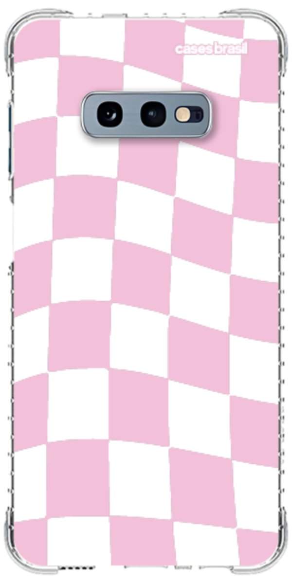 Capinha para Celular Xadrez Rosa Bebê