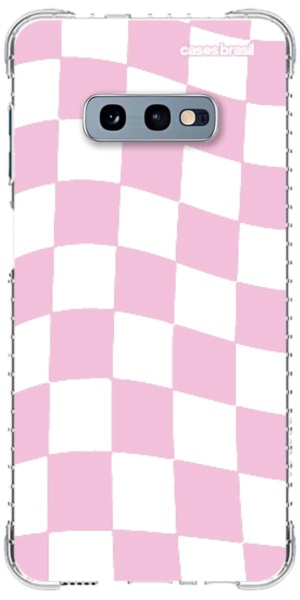 Capinha para Celular Xadrez Rosa Bebê