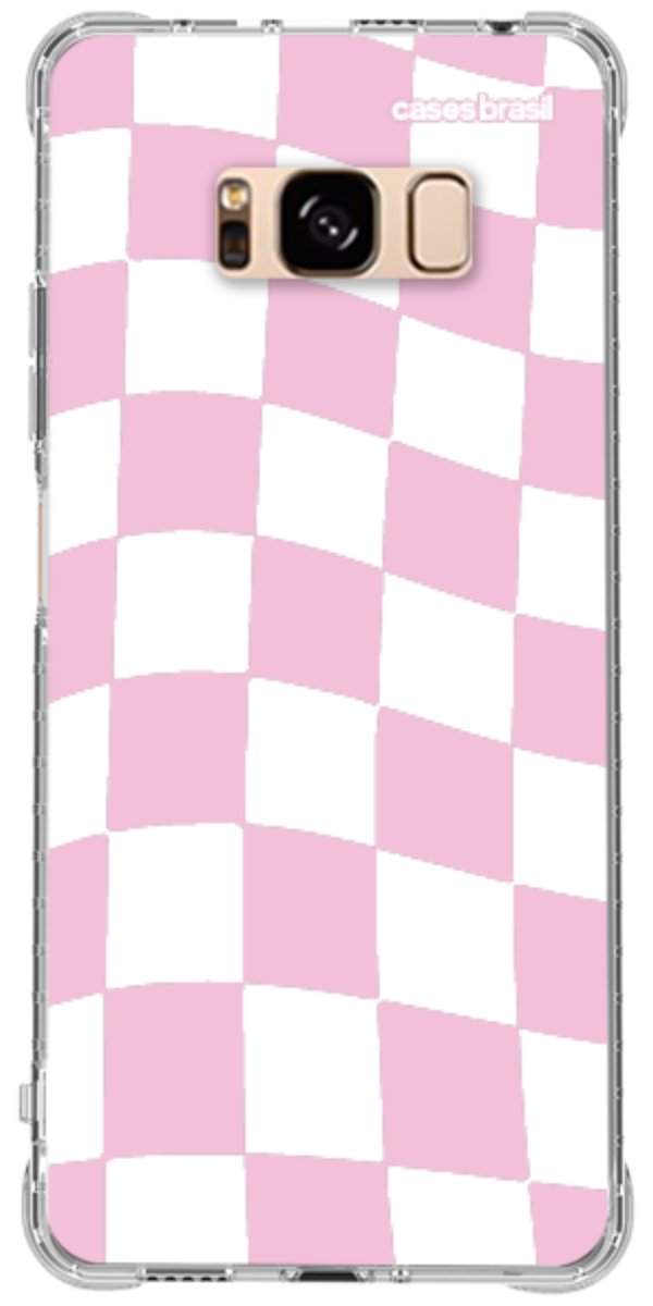 Capinha para Celular Xadrez Rosa Bebê
